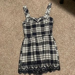 XS black, gray, and white plaid romper from Bebop